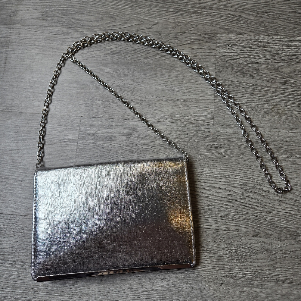Nine West Silver Clutch Purse Metalic - Picture 1 of 8